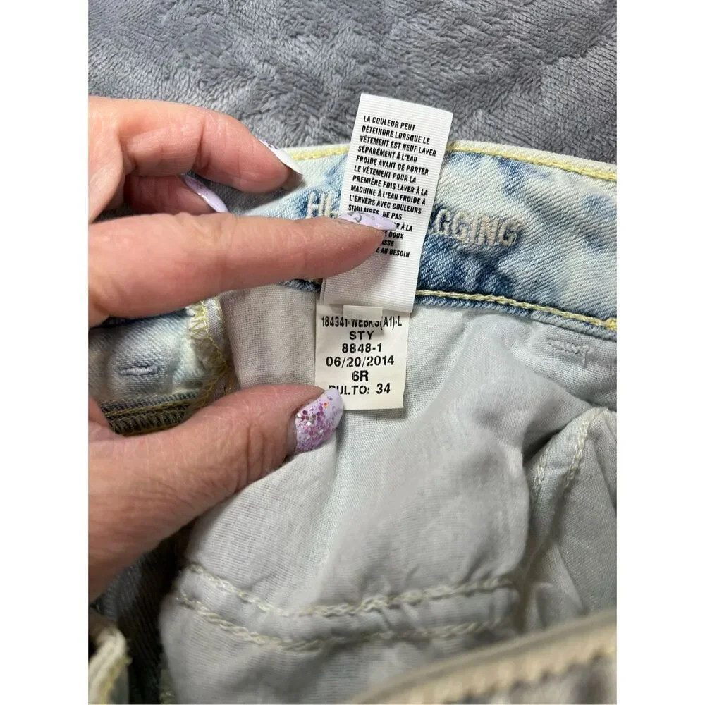 American Eagle Jeans Womens Size 6 Blue Jeggings Hi-Rise Acid Wash Stretch Denim
